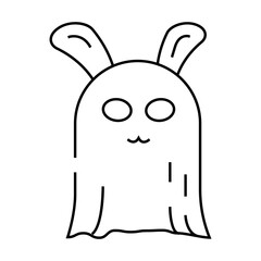 bunny ghost line icon vector. bunny ghost sign. isolated contour symbol black illustration