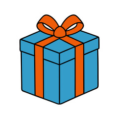 Gift box icon. Drawn gift box with bow. Linear gift box icon. Vector illustration