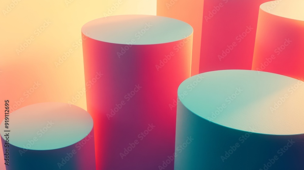 Leinwandbilder abstract geometric shapes in harmonious alignment on a soft gradient background, conveying balance a