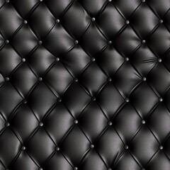 Black Leather Tufting, Seamless Tufting, Leather Texture, Upholstery with Buttons