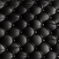 Black Leather Tufting, Seamless Tufting, Leather Texture, Upholstery with Buttons
