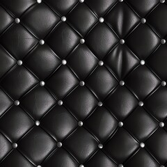 Black Leather Tufting, Seamless Tufting, Leather Texture, Upholstery with Buttons