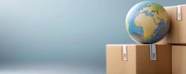  Online marketplace with global return policy, close-up on return options and international shipping labels