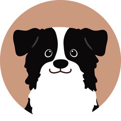 Simple and cute circle icon illustration of Border Collie