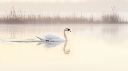 Graceful Swan Reflecting on Serene Water - Stunning Wildlife Photography