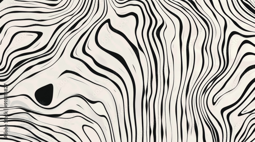 Poster an abstract line art pattern background with bold black lines on a white canvas, creating a striking