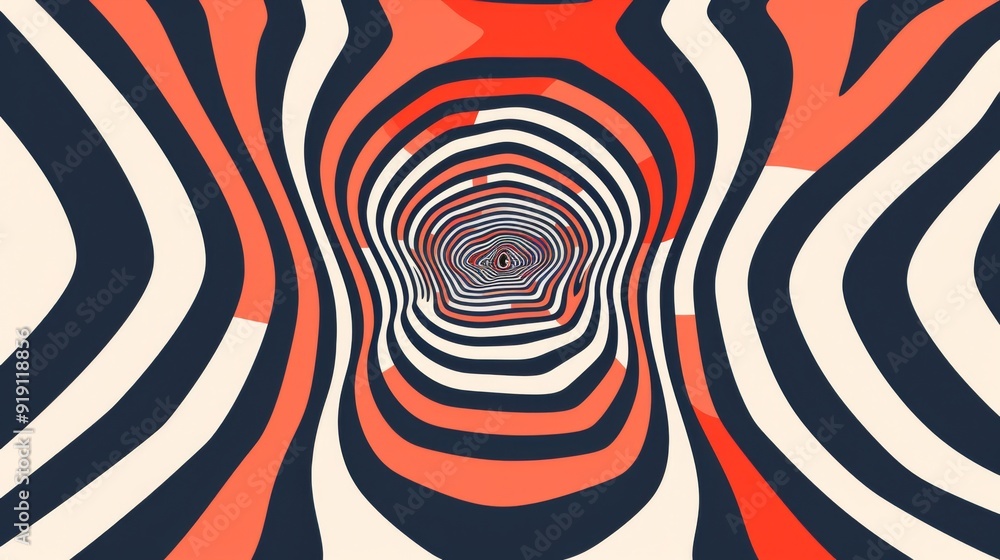 Poster an abstract optical illusion pattern background with bold lines and shapes, offering a dynamic and i