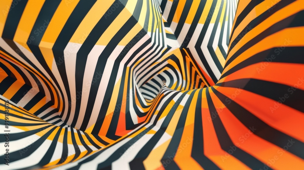 Poster an abstract optical illusion pattern background with bold lines and shapes, offering a dynamic and i