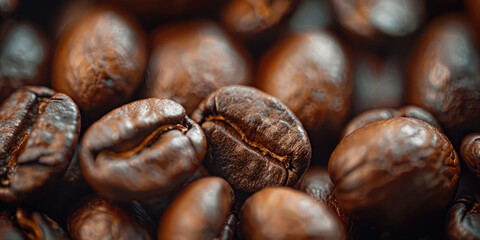 Close-up photo of roasted coffee from above. International Coffee Day 1 october
