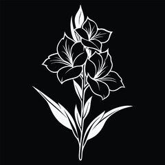 Gladiolus Flower Silhouette Vector 