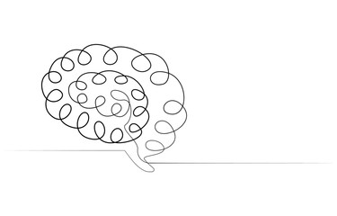 Continuous one line drawing of human brain. Hand drawn minimalism style. brain line art vector illustration, Human brain continuous one line drawing of art vector illustration and intelligence outline