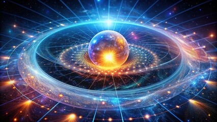 Fototapeta premium Abstract Space-Time Vortex with a Radiant Energy Core: Advanced Visualization of Gravitational Waves and Cosmic Phenomena