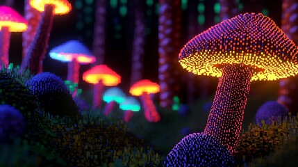 Obraz premium Pixel art of a colorful magical forest