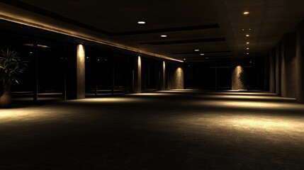 Empty elegant dark room at night with copy space