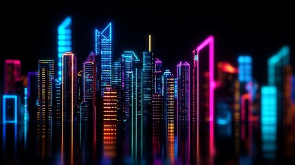 Obraz premium Colorful pixel art city skyline