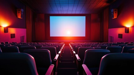 Fototapeta premium Empty Theater Seats with a Blank Screen