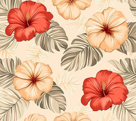 Retro Flowers and Leaves Sublimation Design