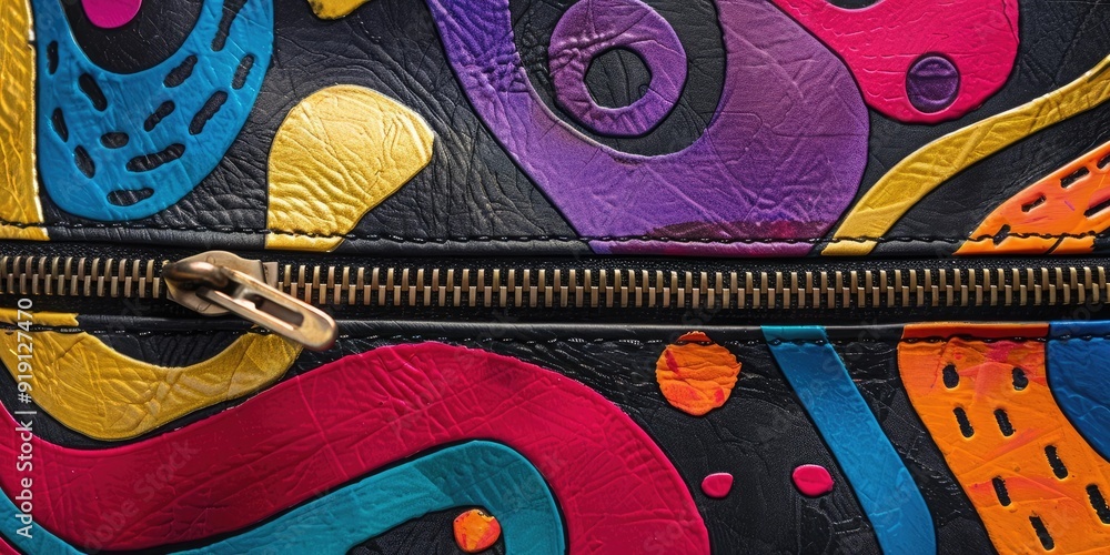 Poster colorful abstract pattern with a zipper.