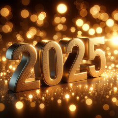 2025-Happy New Year Text 2025 3D text