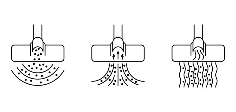 Vacuum cleaner thin icons set - powerful suction