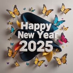 2025-Happy New Year Text 2025 3D text