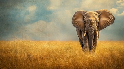 Fototapeta premium Majestic Elephant Strolling Across the African Savanna