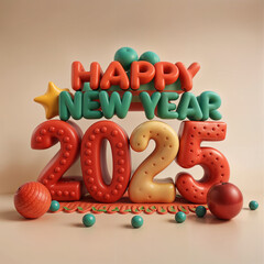 2025-Happy New Year Text 2025 3D text