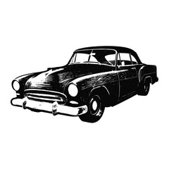 Vintage Classic Car Front Angle Illustration