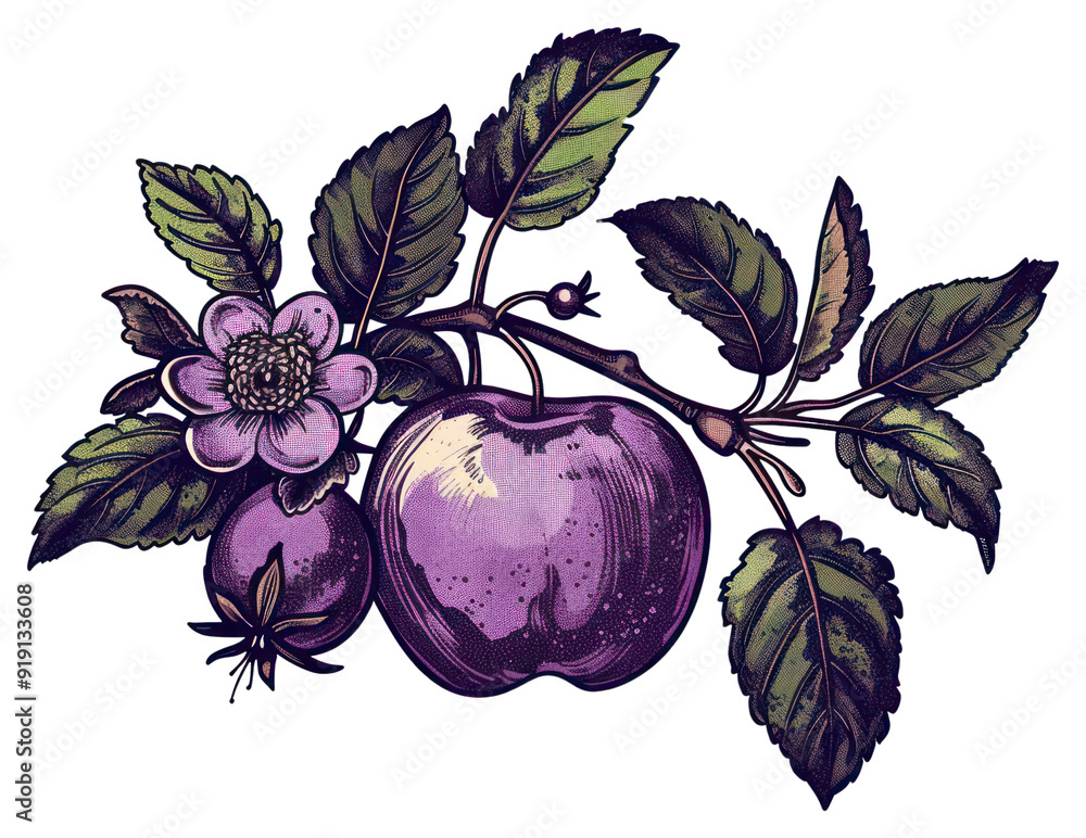 Canvas Prints PNG Vintage botanical purple fruit illustration