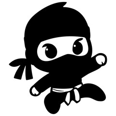 Illustration silhouette of a cute little ninja isolated on a white background. © Natthaporn