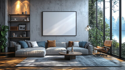 home horizontal painting mockup, bright living room interior, bedroom wall art mockup, house wall canvas mock up, house interior background