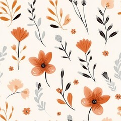 Watercolor Terracotta Floral Background, Seamless Floral Pattern, Boho Floral Symphony, Pattern for Wallpaper