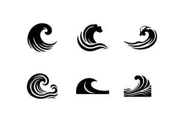 Set of  Wave silhouette vector illustration.