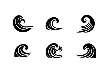 Set of  Wave silhouette vector illustration.