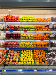View of fresh fruit aisle on grocery store
