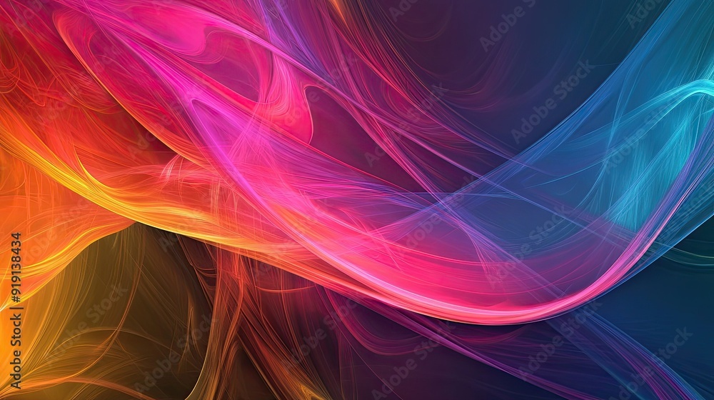 Poster abstract background with vibrant hues and flowing lines. ample copy space in the center.
