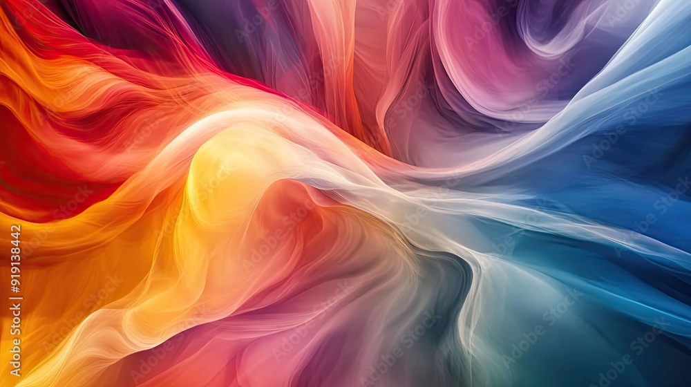 Poster abstract background with vibrant hues and flowing lines. ample copy space in the center.
