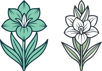 gladiolus flower silhouette vector line art icon