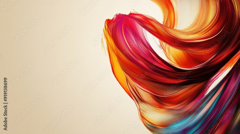 Poster abstract design with bold colors and dynamic motion effects. ample copy space in the top right corne