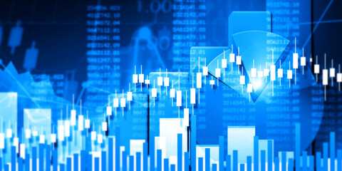 Stock market trading graph analysis. forex graph stock market graph chart.3d illustration.