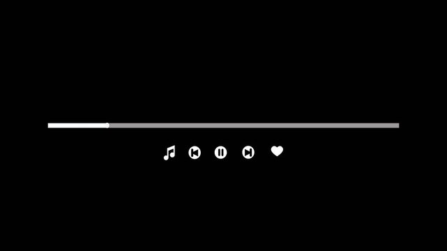 Music play bar animation. Music player scroll bar button ,  Music timeline  player loading bar , Audio music timeline bar, music player progress bar.