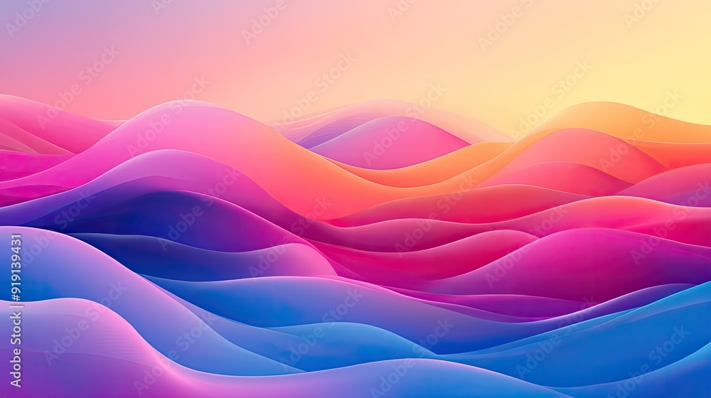 Aufkleber abstract digital landscape with vivid gradients and soft transitions. copy space on the top right.