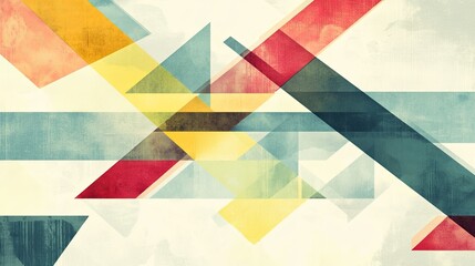 Fototapeta premium Abstract geometric pattern with sharp angles and soft colors. Ample copy space on the top right.