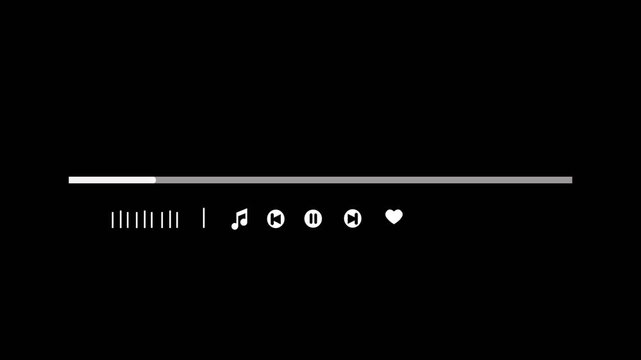 Music play bar animation with audio spectrum. Music player scroll bar button ,  Music timeline  player loading bar , Audio music timeline bar, music player progress bar.