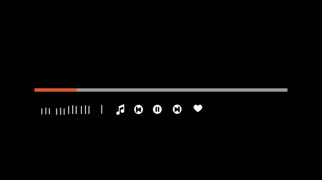 Music play bar animation with audio spectrum. Music player scroll bar button ,  Music timeline  player loading bar , Audio music timeline bar, music player progress bar.