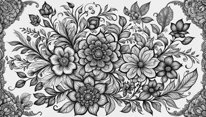 Obraz premium A captivating black and white image of a floral arrangement, featuring delicate petals, intricate stems, and contrasting textures, creating a sense of elegance and timeless beauty