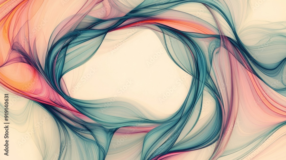 Poster abstract pattern with smooth curves and soft transitions. plenty of copy space in the center.
