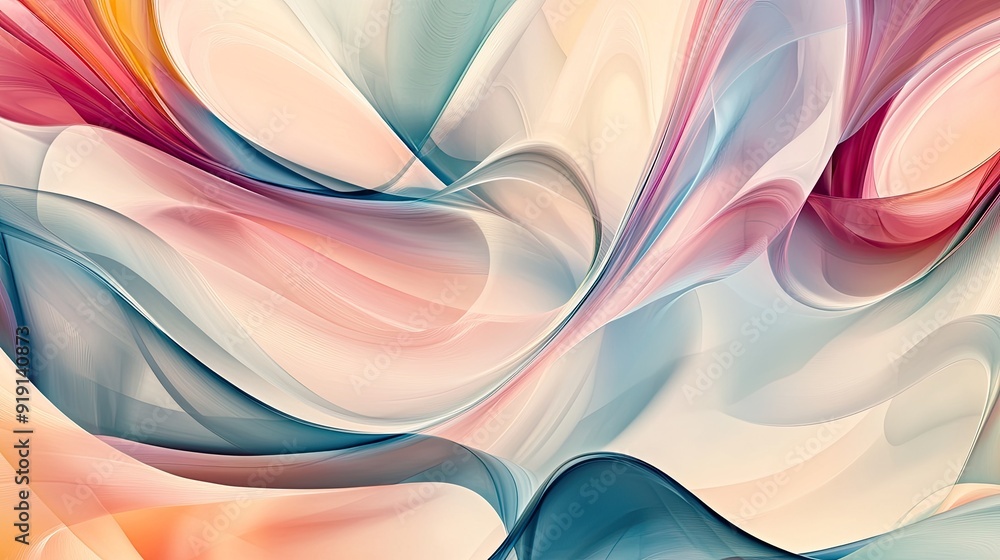 Poster abstract pattern with soft curves and smooth transitions. plenty of copy space on the right.
