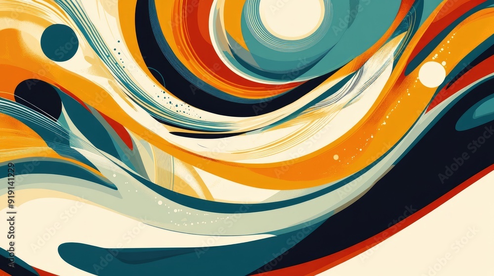 Aufkleber abstract swirl pattern with bold colors and dynamic shapes. ample copy space on the top.