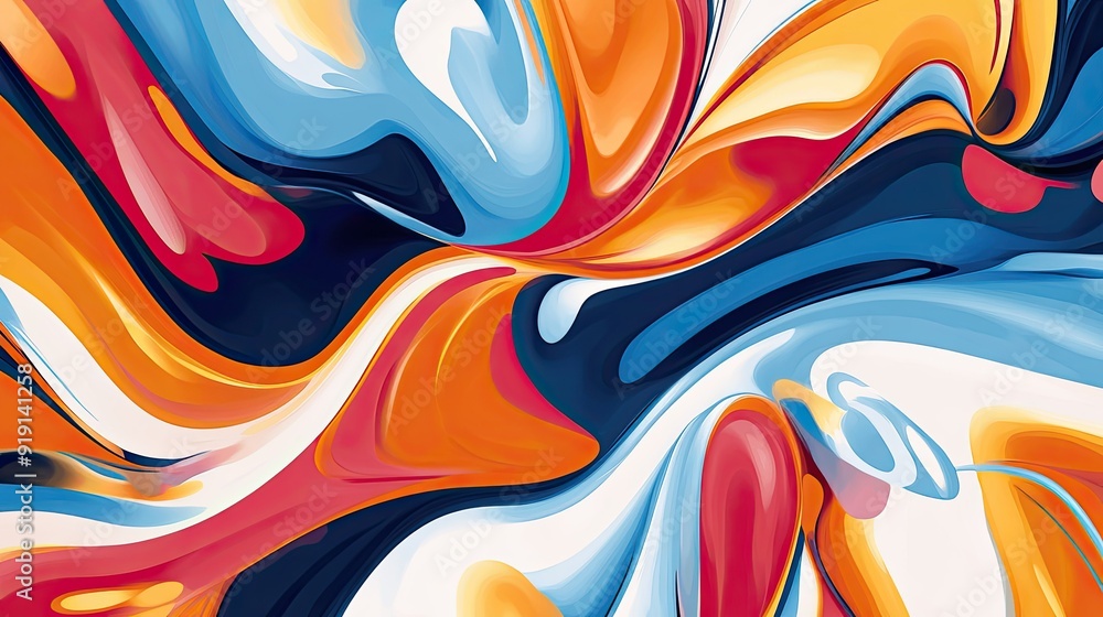 Aufkleber abstract swirl pattern with bold colors and dynamic shapes. ample copy space on the top.
